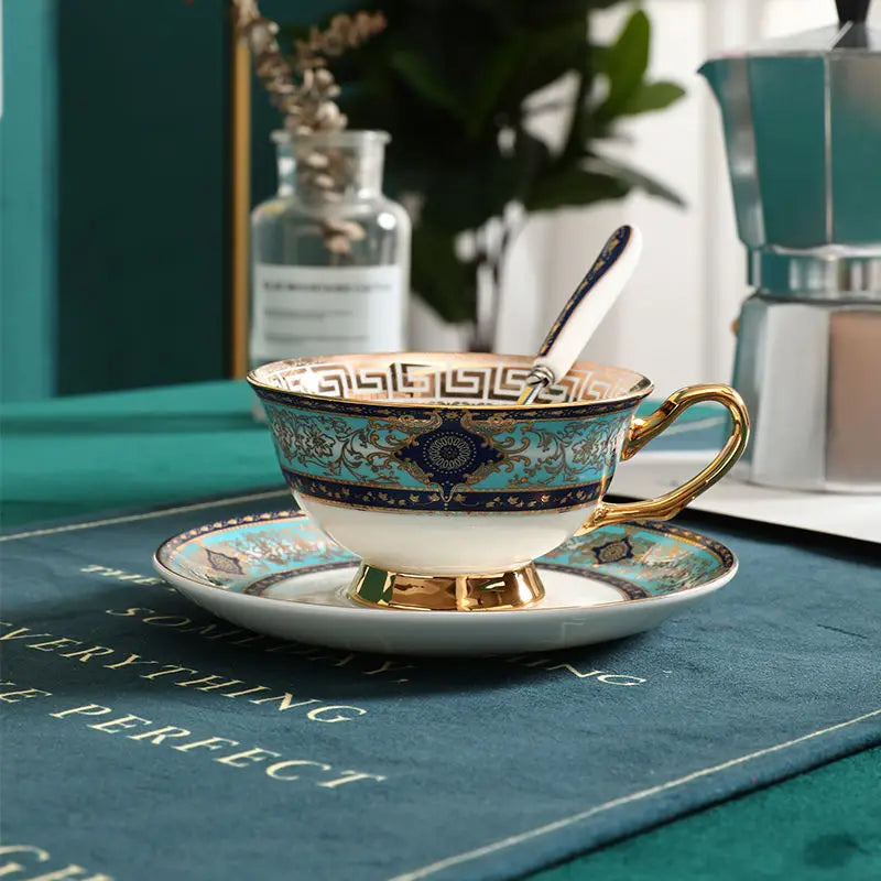 Gold Painted Bone China Porcelain Tea Set