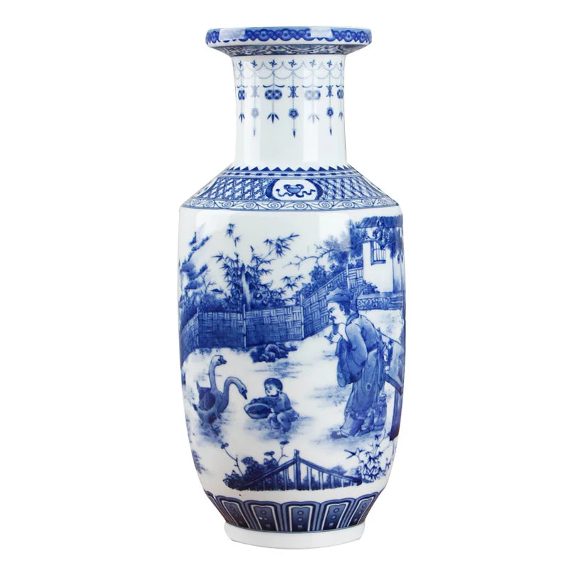 Classic Chinese Blue and White Ceramic Vase