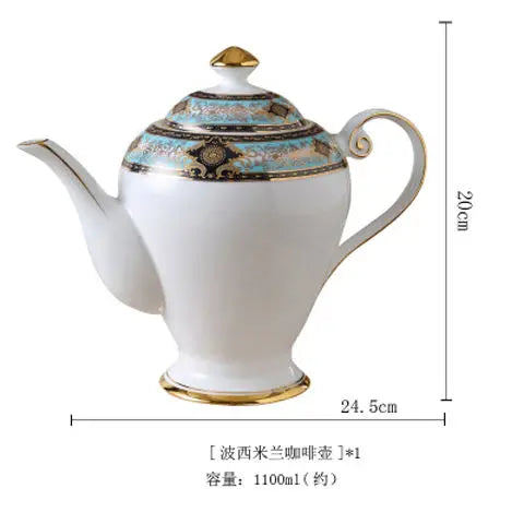Gold Painted Bone China Porcelain Tea Set