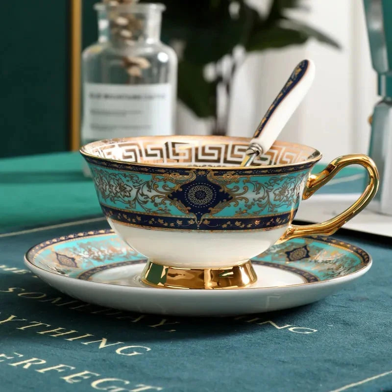 Gold Painted Bone China Porcelain Tea Set
