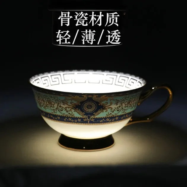 Gold Painted Bone China Porcelain Tea Set