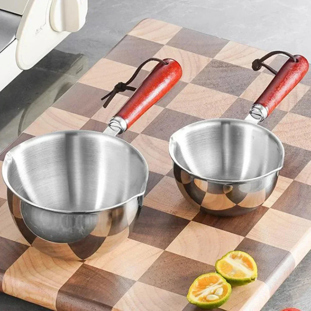Stainless Steel Hot Oil Saucepan with wooden handle