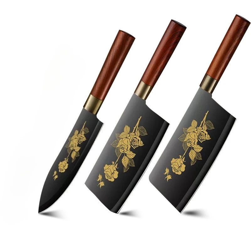 Deluxe Gold Titanium Plated Stainless Steel Kitchen Knives
