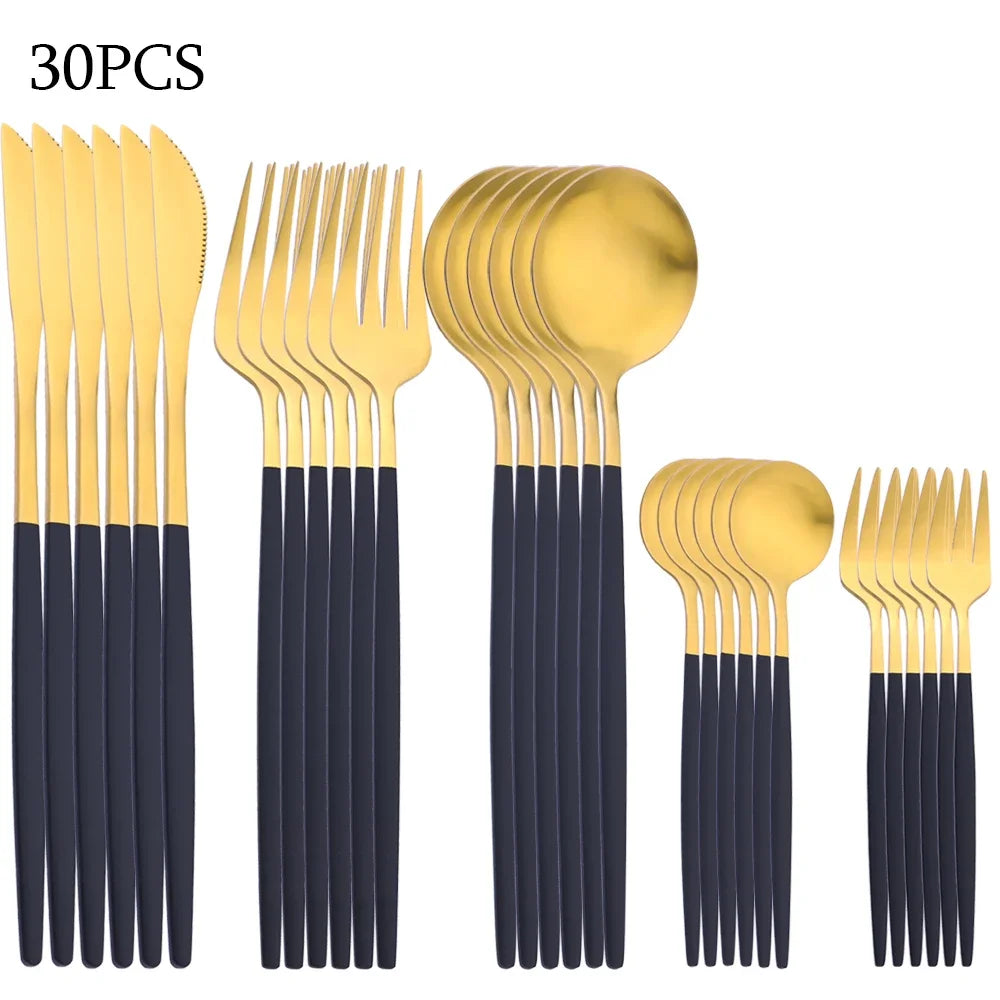 30Pcs Stainless Steel Dinnerware Set