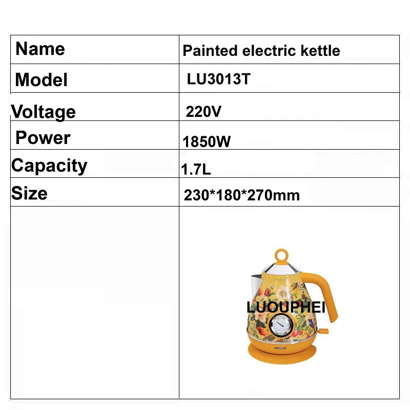 Retro Yellow Decal Electrc Kettle 1.7L