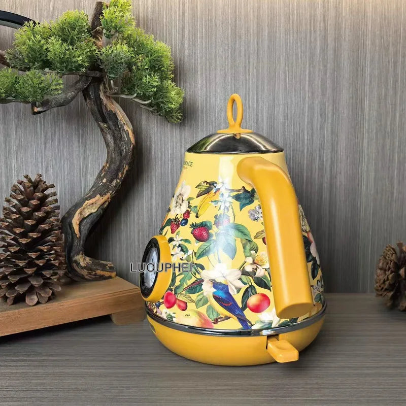 Retro Yellow Decal Electrc Kettle 1.7L