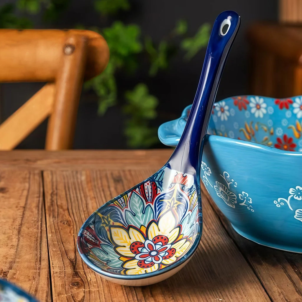 Bohemian Ceramic Serving Spoons Set
