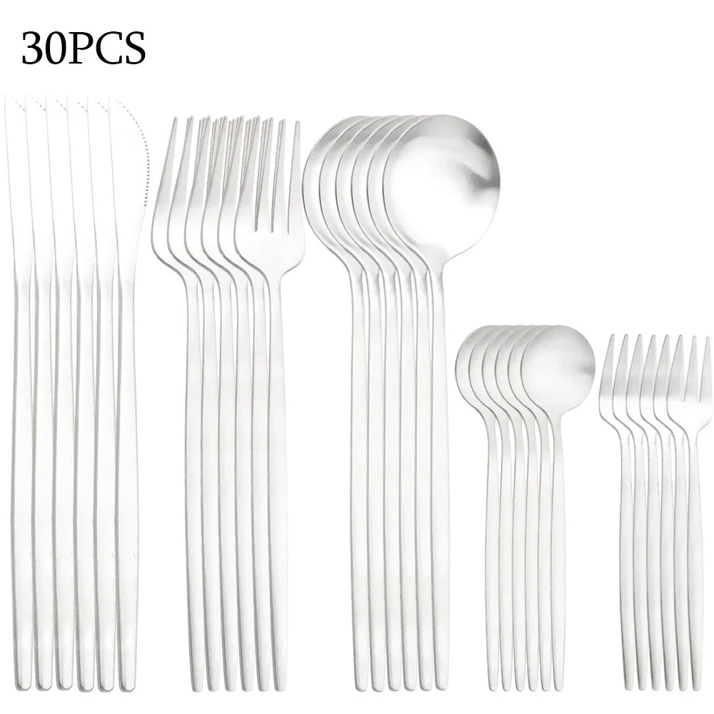 30Pcs Stainless Steel Dinnerware Set