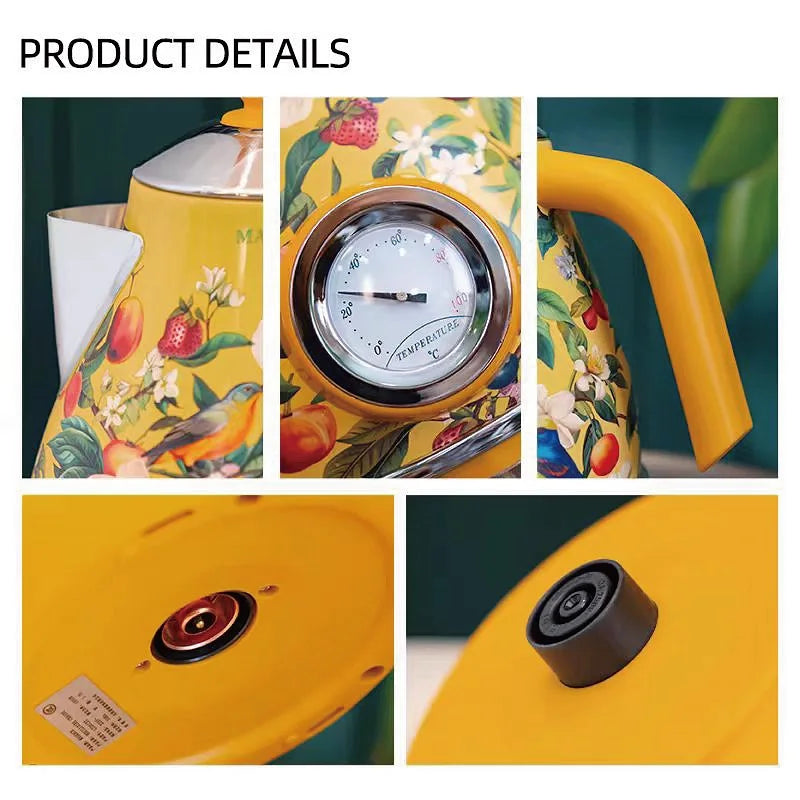 Retro Yellow Decal Electrc Kettle 1.7L