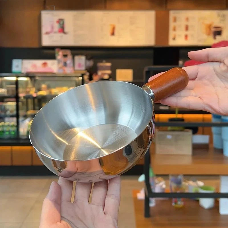 Stainless Steel pan with Wooden Handle