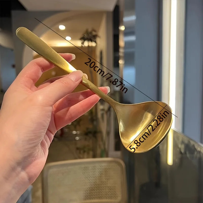 2pcs Golden Stainless Steel Serving Spoons