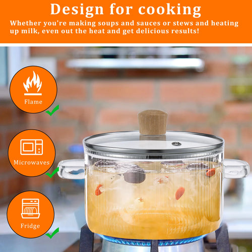 1.6L Glass Saucepan Cooking Pot with Lid