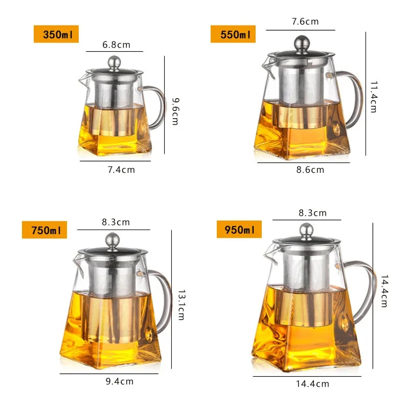 Heat Resistant Glass Teapot With Stainless Steel Coffee Infuser