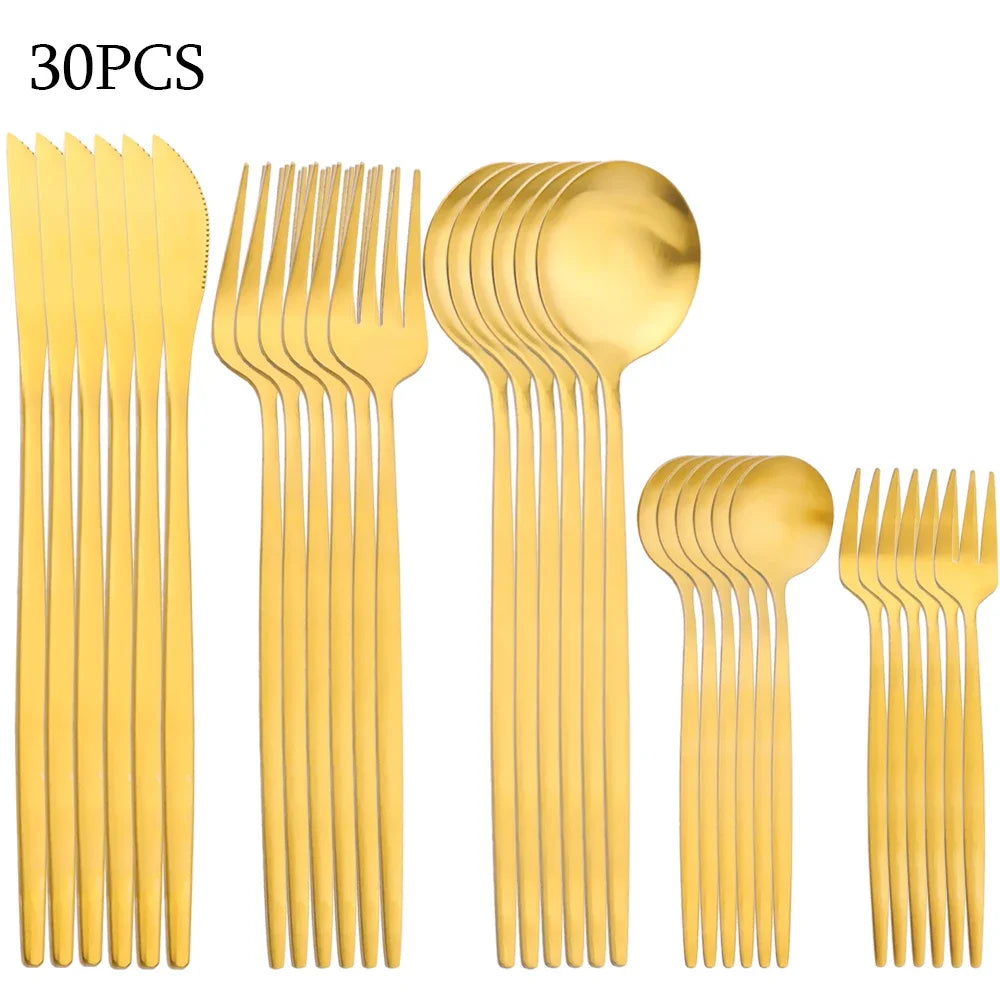 30Pcs Stainless Steel Dinnerware Set