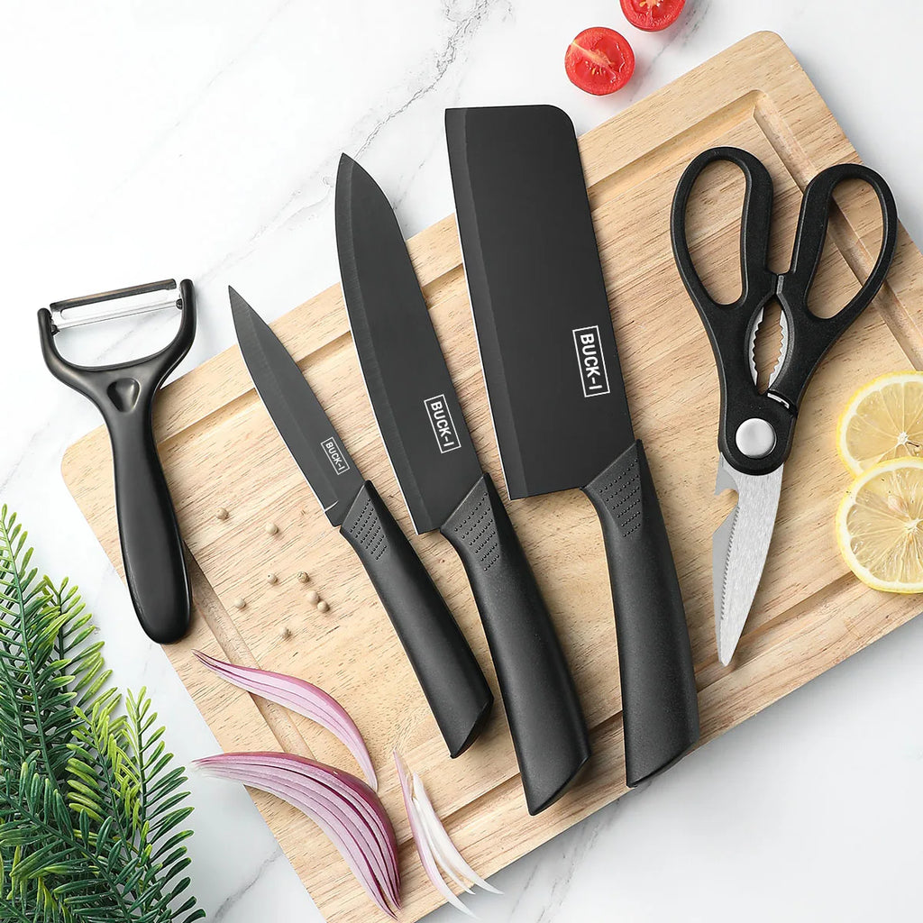 3/5pcs Kitchen high-grade Black Knife Set