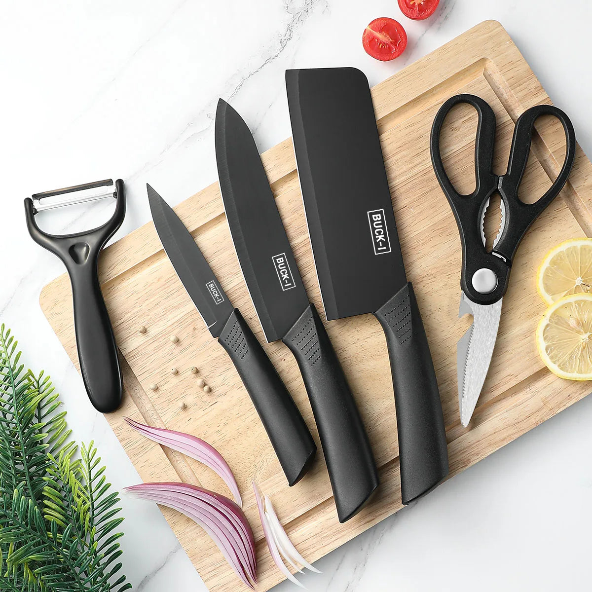 3/5pcs Kitchen high-grade Black Knife Set