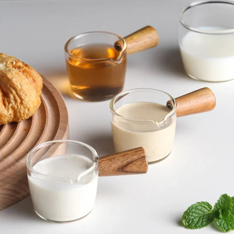 50/100ml Glass Measuring Cup with Wooden Handle