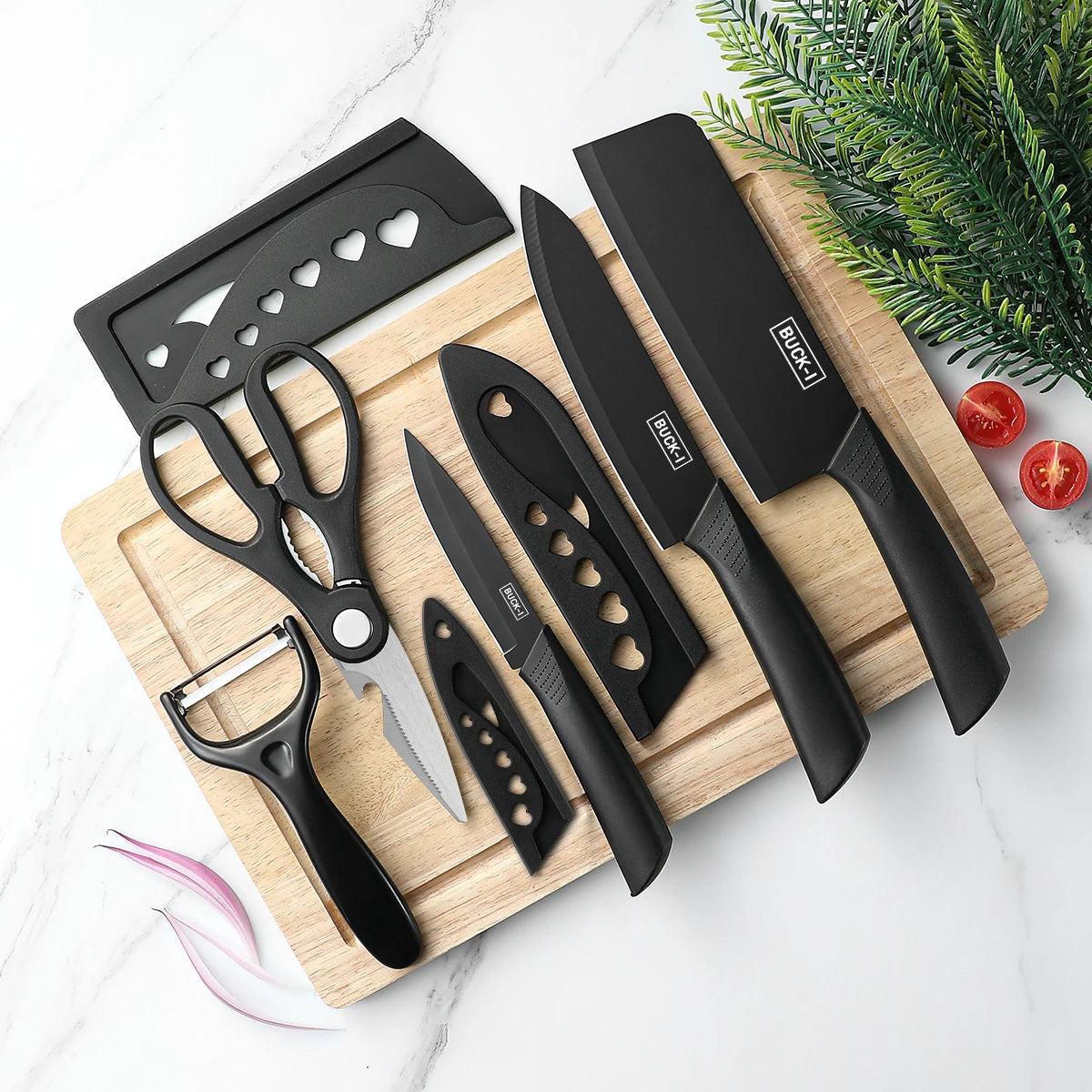 3/5pcs Kitchen high-grade Black Knife Set