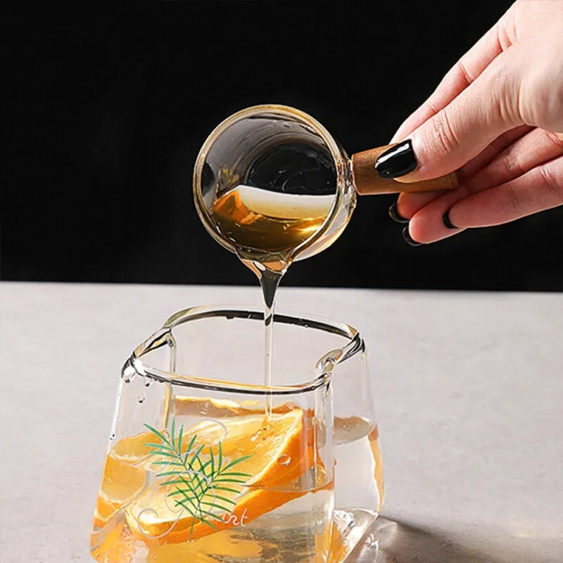 50/100ml Glass Measuring Cup with Wooden Handle