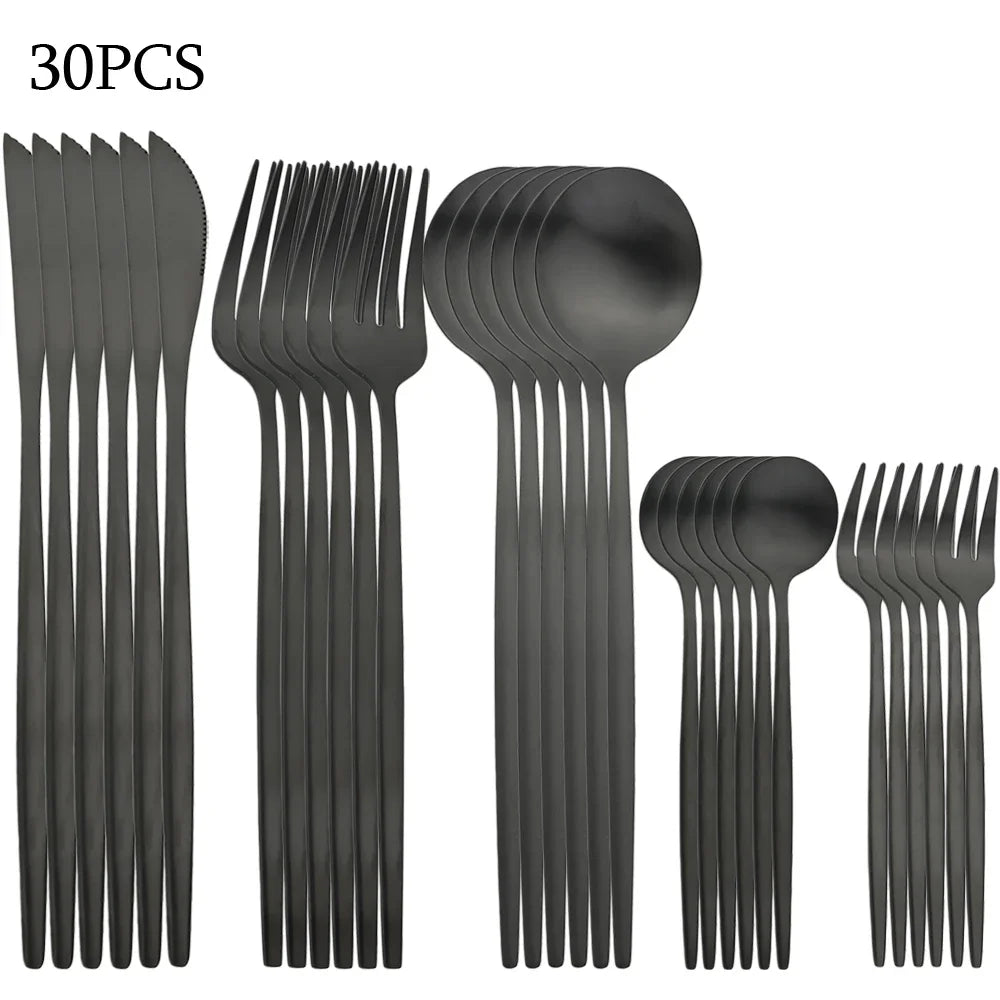 30Pcs Stainless Steel Dinnerware Set