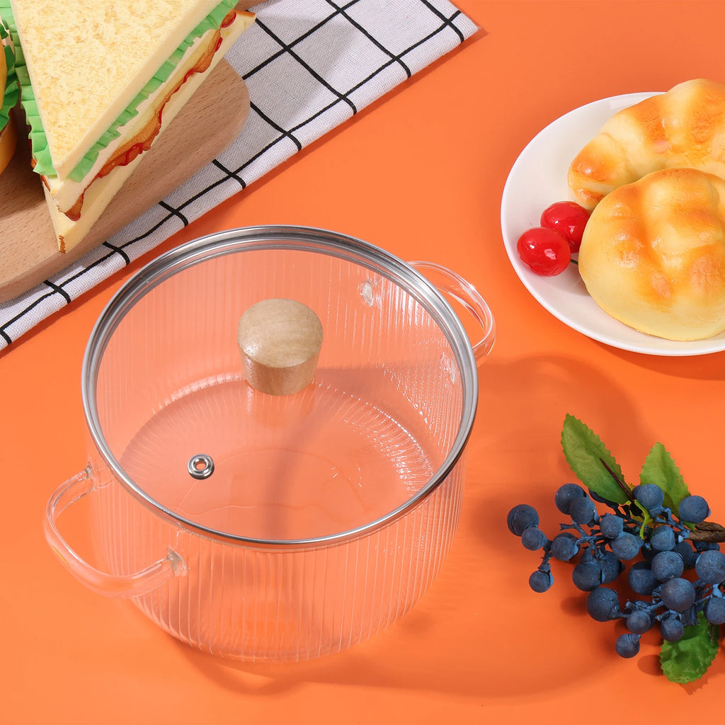 1.6L Glass Saucepan Cooking Pot with Lid