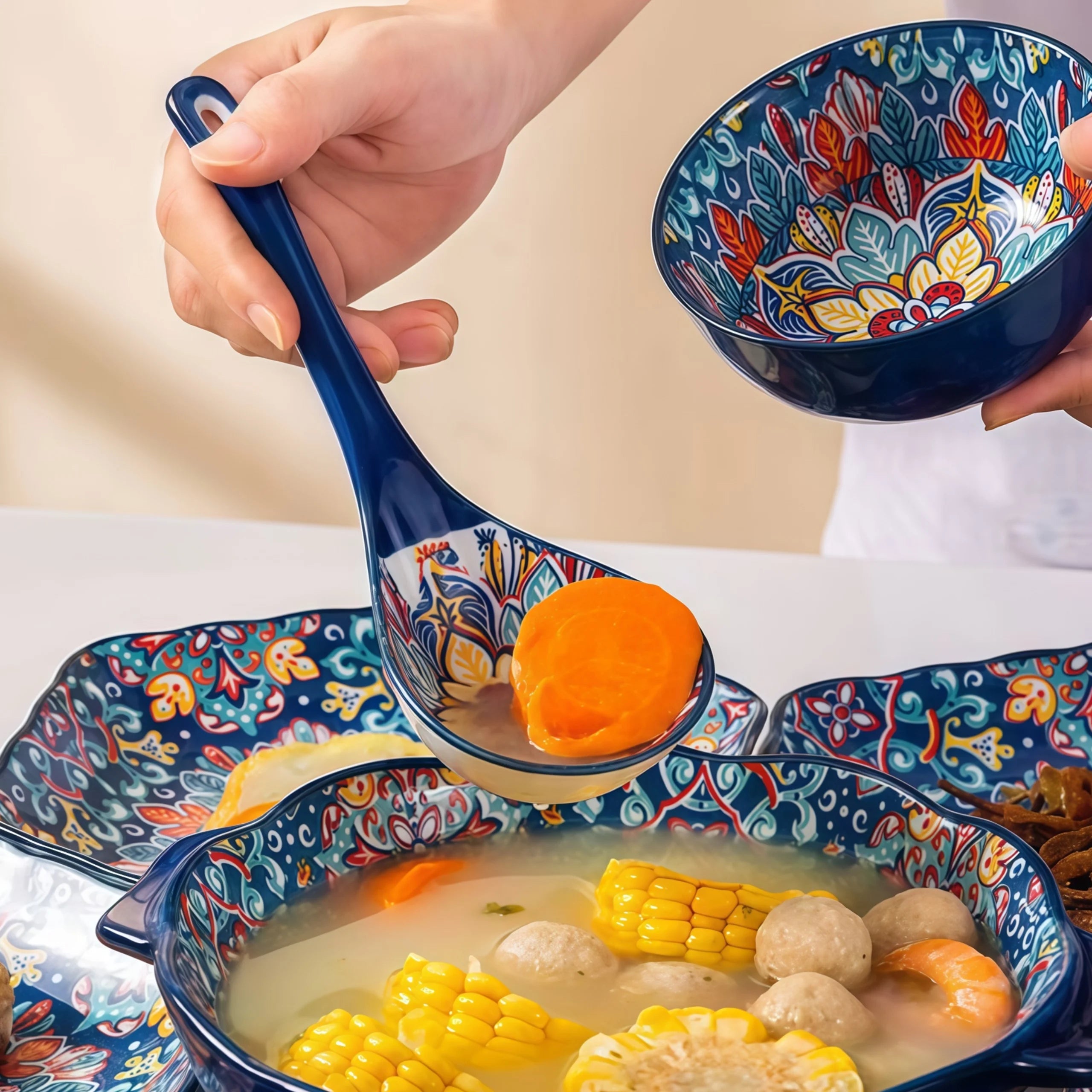 Bohemian Ceramic Serving Spoons Set