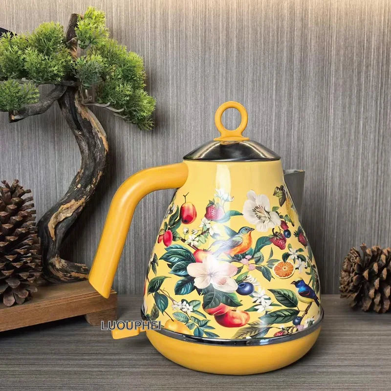 Retro Yellow Decal Electrc Kettle 1.7L