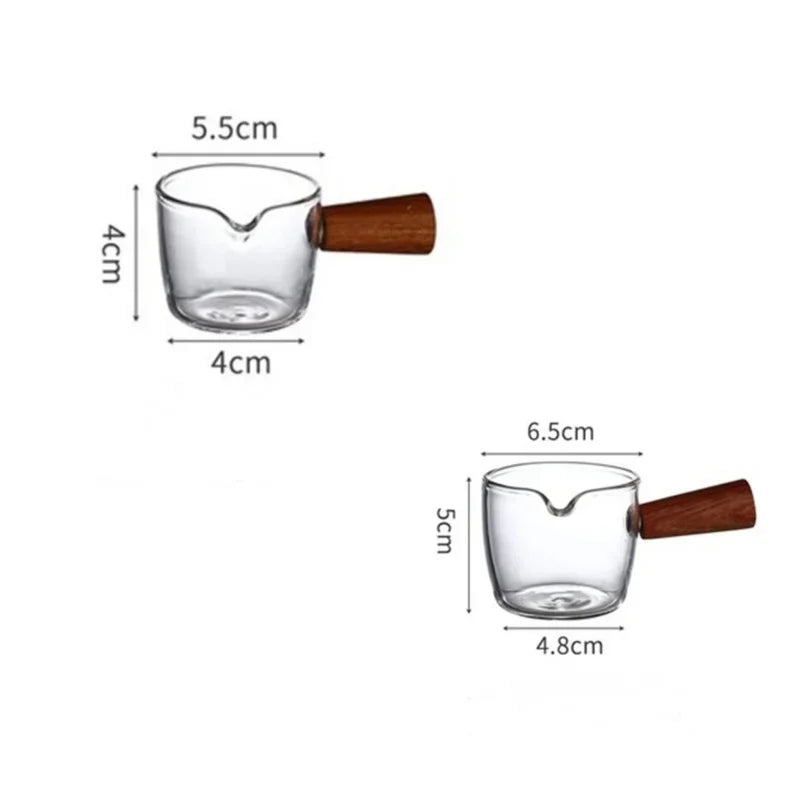 50/100ml Glass Measuring Cup with Wooden Handle