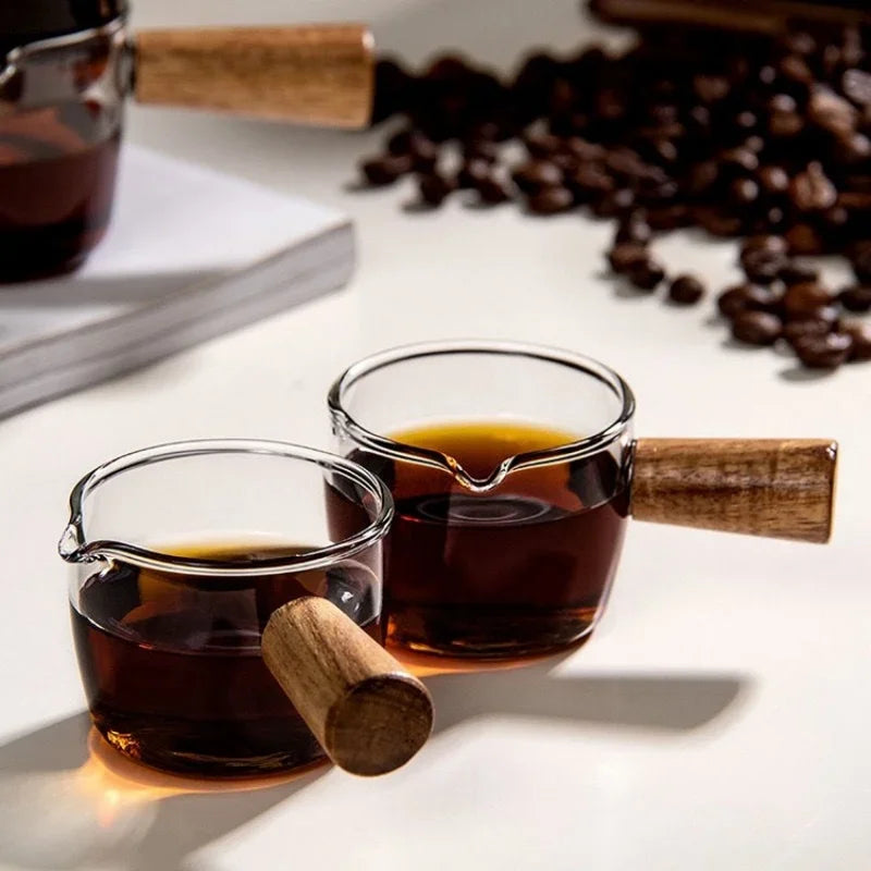 50/100ml Glass Measuring Cup with Wooden Handle