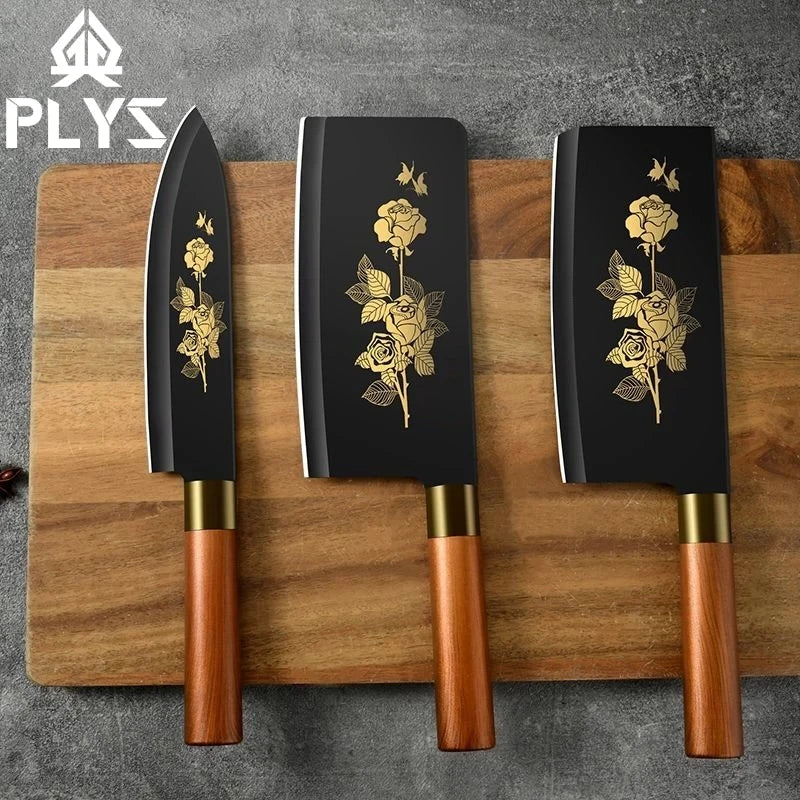 Deluxe Gold Titanium Plated Stainless Steel Kitchen Knives