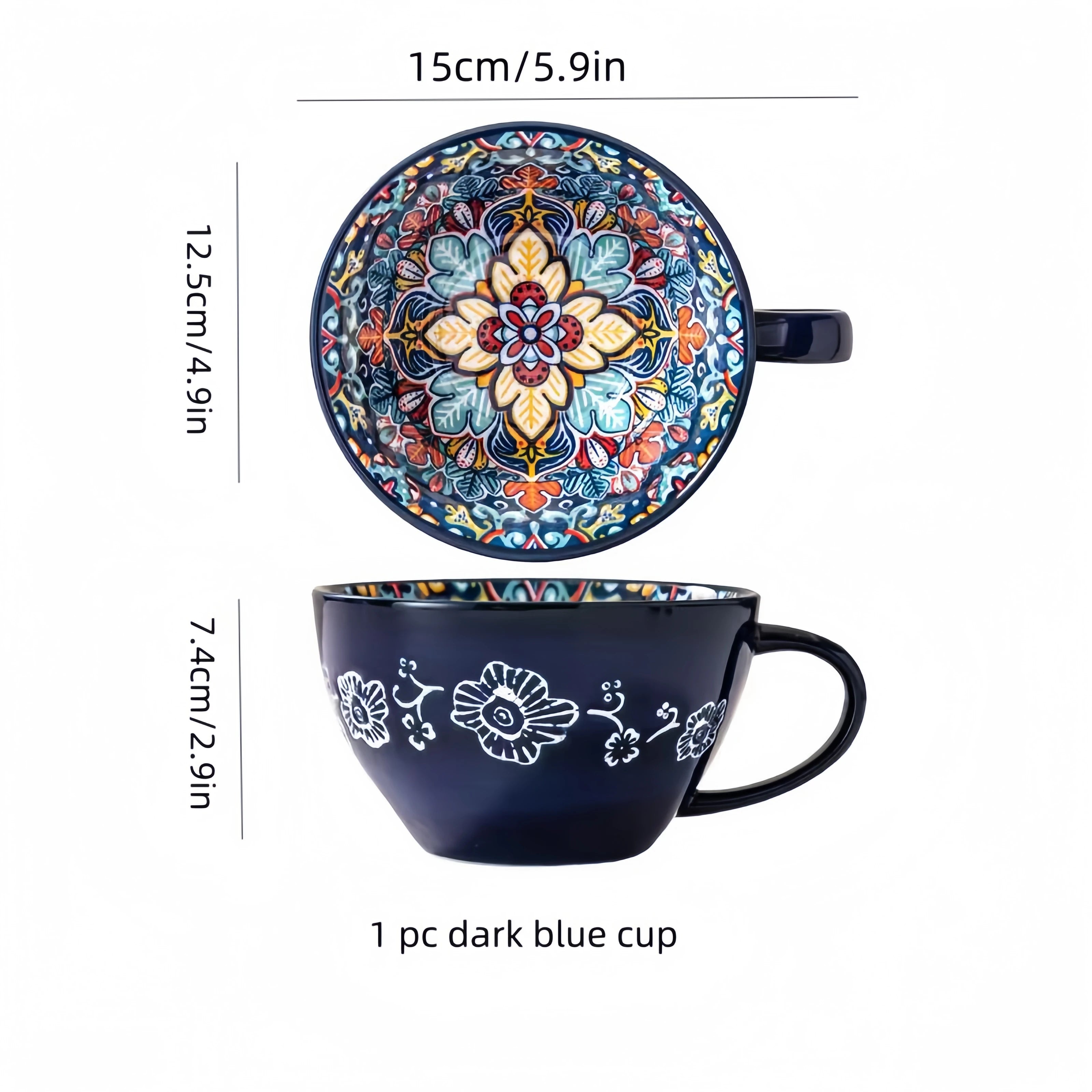 Bohemian Ceramic Mug, 13.5 oz