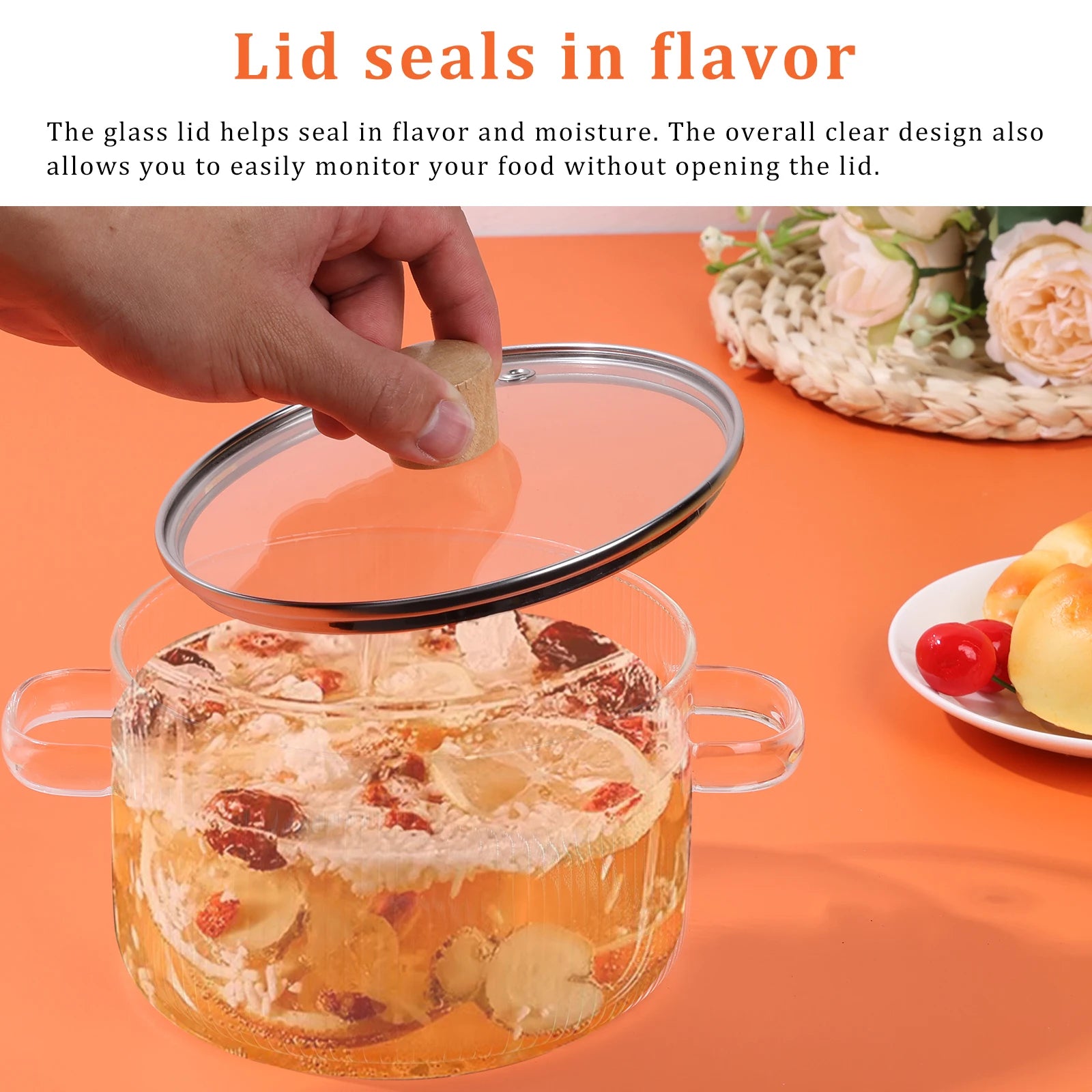 1.6L Glass Saucepan Cooking Pot with Lid