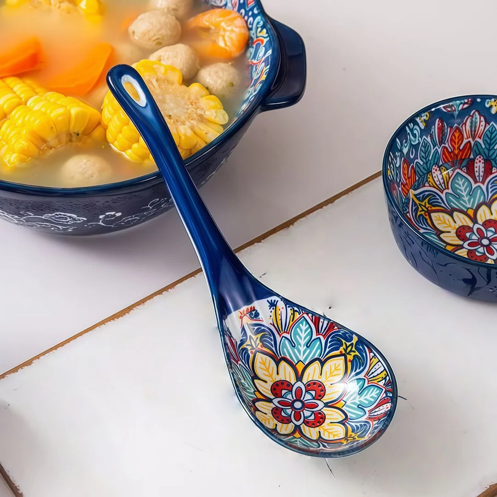 Bohemian Ceramic Serving Spoons Set