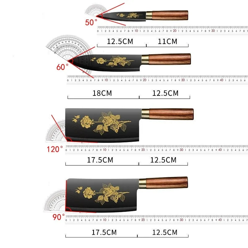 Deluxe Gold Titanium Plated Stainless Steel Kitchen Knives