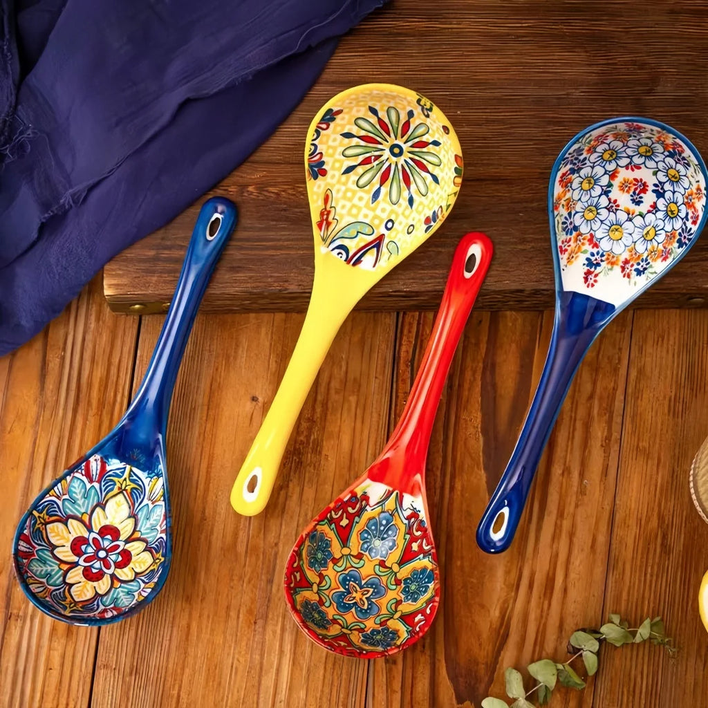 Bohemian Ceramic Serving Spoons Set