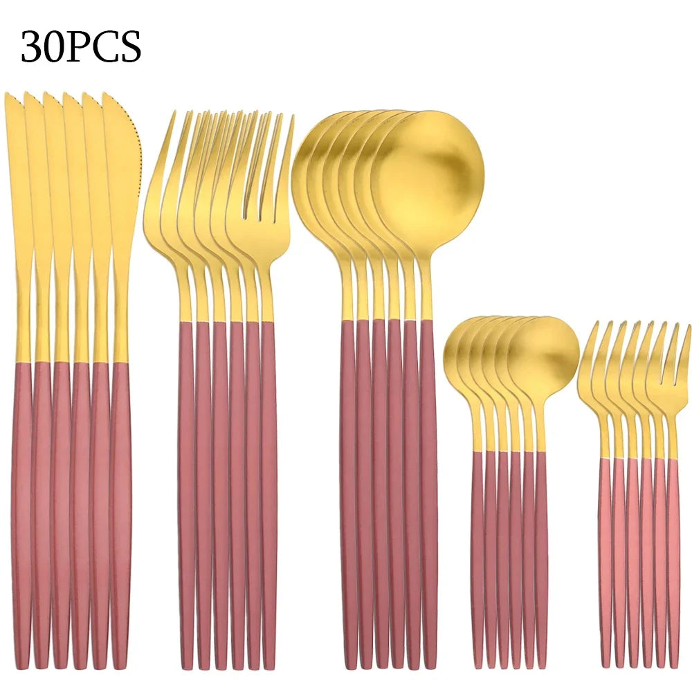 30Pcs Stainless Steel Dinnerware Set