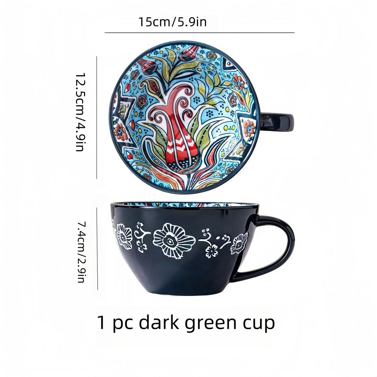 Bohemian Ceramic Mug, 13.5 oz