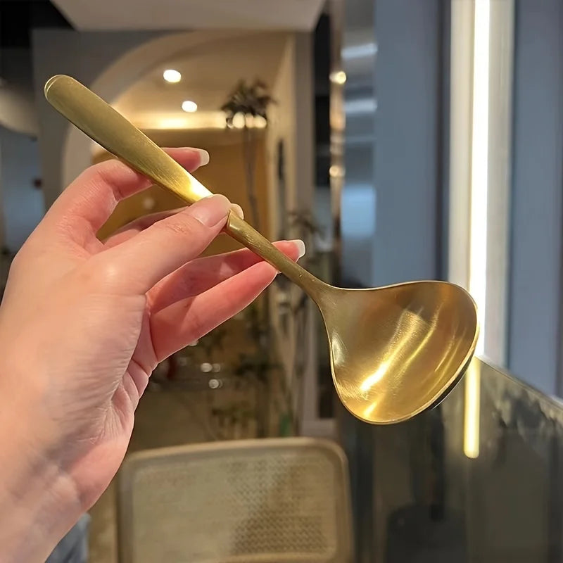 2pcs Golden Stainless Steel Serving Spoons