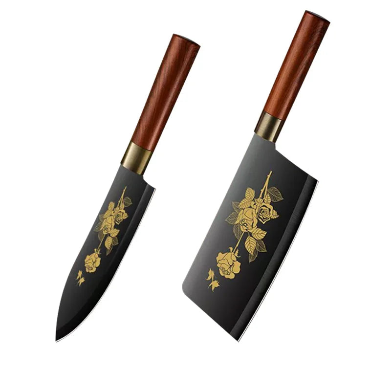 Deluxe Gold Titanium Plated Stainless Steel Kitchen Knives
