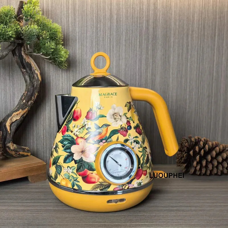 Retro Yellow Decal Electrc Kettle 1.7L