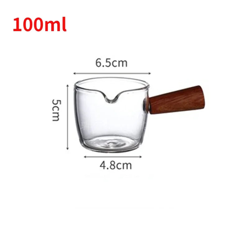 50/100ml Glass Measuring Cup with Wooden Handle