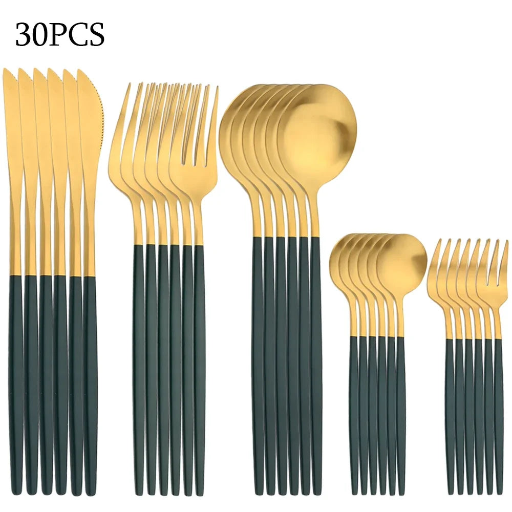 30Pcs Stainless Steel Dinnerware Set