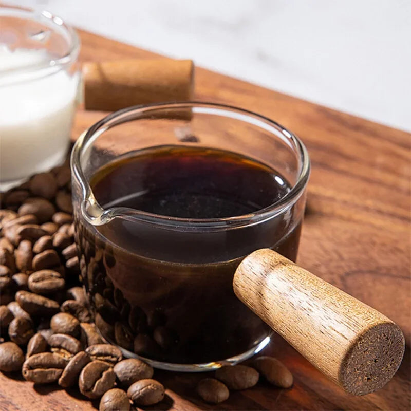 50/100ml Glass Measuring Cup with Wooden Handle