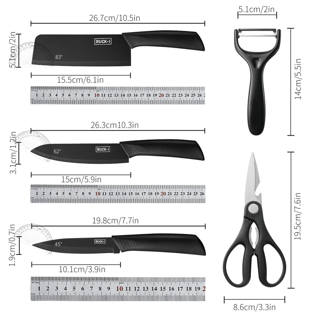 3/5pcs Kitchen high-grade Black Knife Set