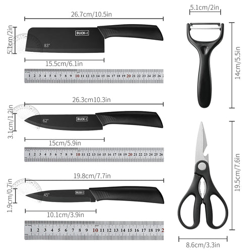 3/5pcs Kitchen high-grade Black Knife Set