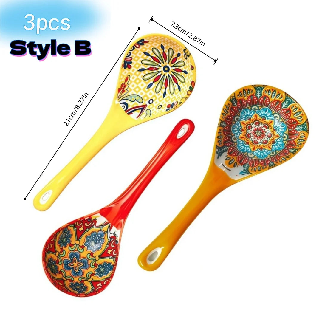 Bohemian Ceramic Serving Spoons Set